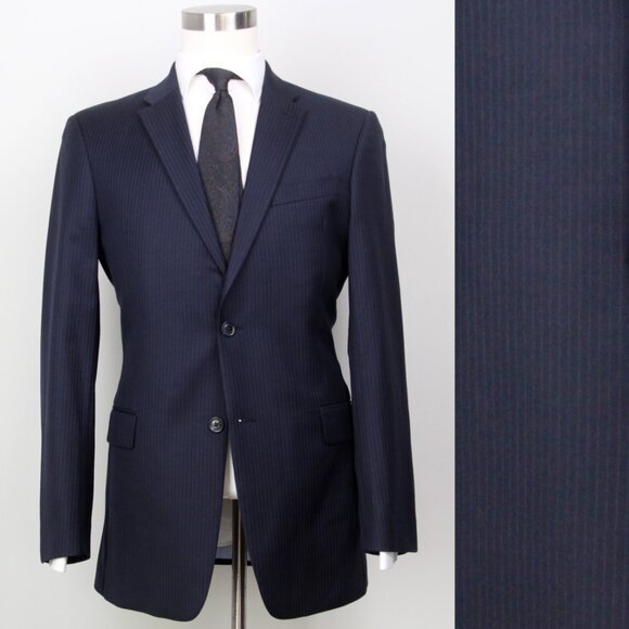 Tommy Hilfiger Mens 2-Bttn Blazer Sport Coat Jacket Navy Striped 40L E081251 - Picture 1 of 15